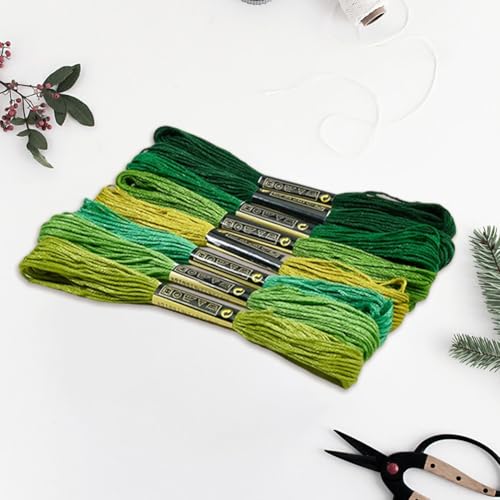 16 Skeins 131 Yards Embroidery Thread Friendship Bracelets String Cross Stitch Threads Cotton Floss Yarn DIY 6 Ply 1.2mm for Making Sewing Needlework Knitting Stitching Craft Supply Green - color: Green
