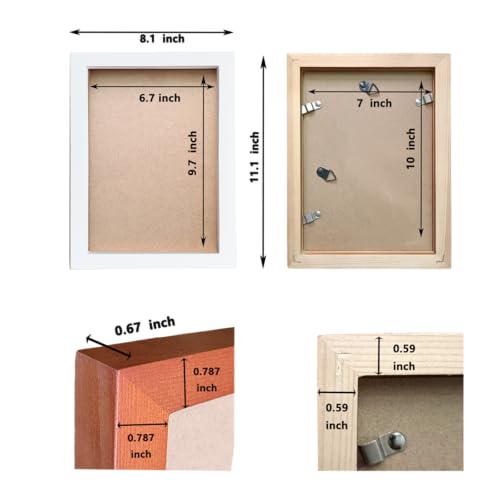 7x10 Picture Frames Set of 10.White Solid Wood Wall Mounted Frames - size: 7x10