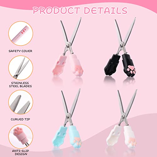 4 Pcs Cute Scissors, Cat Paw Mini Scissors, Fun Scissors