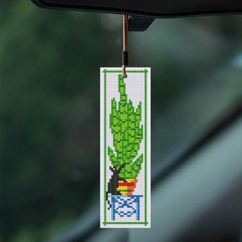 INFUNLY 6pcs DIY Cross Stitch Bookmark Kit Plant Stamped Embroidery Bookmark Kits Instruction Included 8.7x3.1 Black Cat Easy Cross Stitch Kits for Adults Beginners Book Needlepoint Bookmark Kit - style: Plant Book