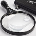 VisionAid Big 5.5" Magnifying Glass with LED Light (USB Rechargeable) and Hard Case — Handheld Illuminated Large Magnifier for Reading — See Fine Print 3 Times Bigger - size: 5.5 inches