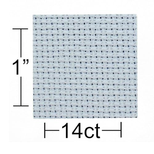 Essentials By Leisure Arts Aida Cloth, 14 Count, Barely Blue Cross Stitch Fabric, Embroidery Fabric, Cross Stitch Supplies for Crafting, Stitching, and Sewing Projects 12X18