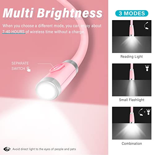 Vekkia Rechargeable LED Neck Book Light for Reading in Bed - color: Pink