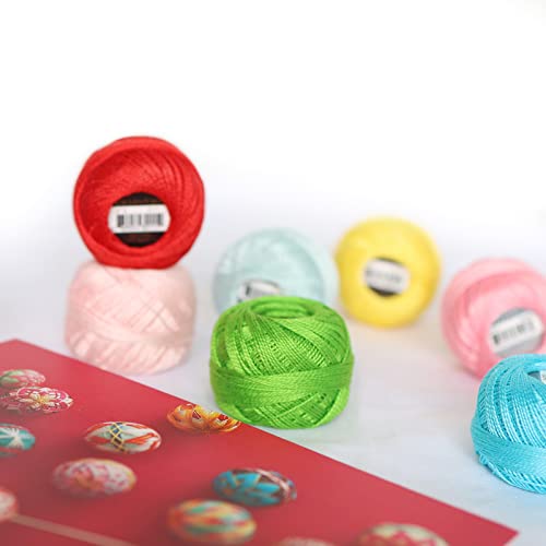 Rhapsody Pearl Cotton Thread Size 8 Crochet Thread Perle 12 Balls Set Hand Knitting, Embroidery, Sashiko, Cross-Stitch, Sewing, Needlepoint, DIY, Quilting (Garnet, Col. 120) - color: Garnet, Col. 120