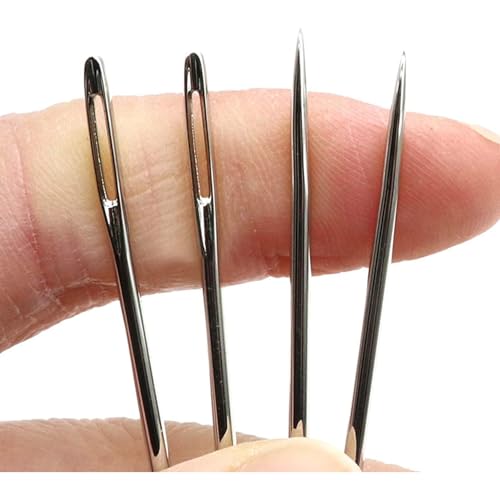 Premium Large Eye Sewing Needles,5 Size Sharp Needles for Hand Sewing,Embroidery,Quilting,Stitching,Repair - Stainless Steel Leather Thread Needle,Yarn Sewing Tapestry Needles with Threader - color: Silver