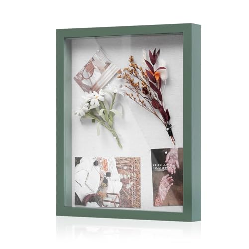 Muzilife 11x14 Shadow Box Wood Picture Frame, Tempered Glass, Green - color: Green, size: 11x14