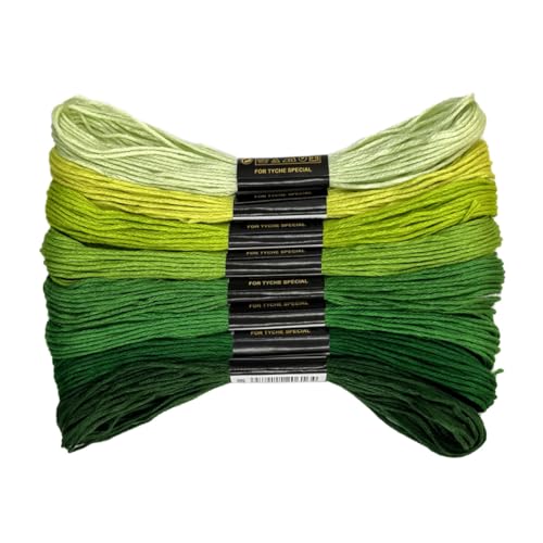8 Shades Green Gradient Embroidery Thread Set - 8 Meters Each for Hand Embroidery Sewing Crafts (Mint to Forest Ombre)(67977) - color: Green Gradient 67977