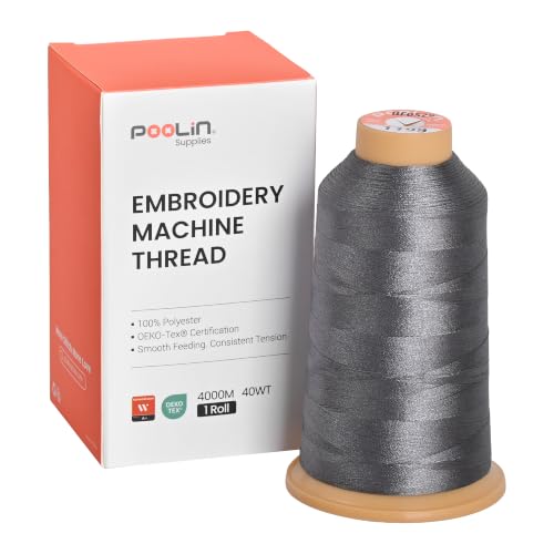 Poolin Polyester Machine Embroidery Thread 4000M 40WT Medium Gray 1199 - color: Medium Gray 1199