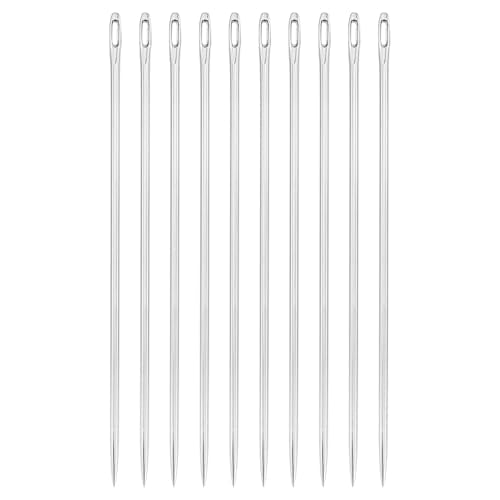 uxcell 50 Pcs Large Eye Sewing Needles, 2.24 Inch 1mm High Carbon Iron Embroidery Thread Needle Sewing Big Eye Needle Knitting Needles for Hand Sewing Art Crafts, Silver - size: 57mm, 1mm