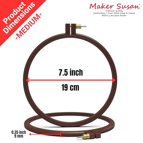 Maker Susan Plastic Embroidery Hoop, Hello Series Cross Stitch Hoops for Beginners, Punch Needle Hoop, Embroidery Frames for Sewing, Needlework, Embroidery Projects (Brown, 2 Pcs Set) - style: Brown
