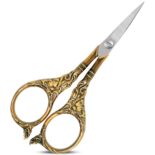 BIHRTC 4.5Inch Small Sharp Pointed Stainless Steel Scissors Craft Cross - color: Coffee Bronze, size: 4.5 IN