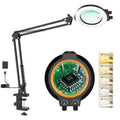 12X Magnifying Glass with Light and Stand Hands Free, Long Swing Arm Desk Magnifying Light with Clamp for Close Work, Dimmable Lighted Magnifier Lamp for Soldering Craft Jewelry Bench Sewing