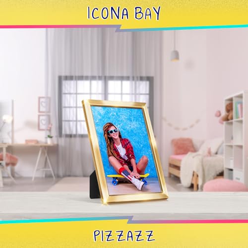 Icona Bay 5x7 Picture Frame, Gold Solid Wood Scandinavian Style Frame for Photo, Pizzazz Collection - color: Gold, size: 5x7