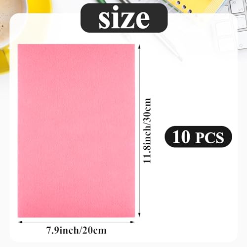 10PCS Pink Self Adhesive Felt Fabric Sheets Sticky Felt Sheets for Craft Supplies Art Home Making（8.3" x 11.8"/20 x 30cm） - color: Pink