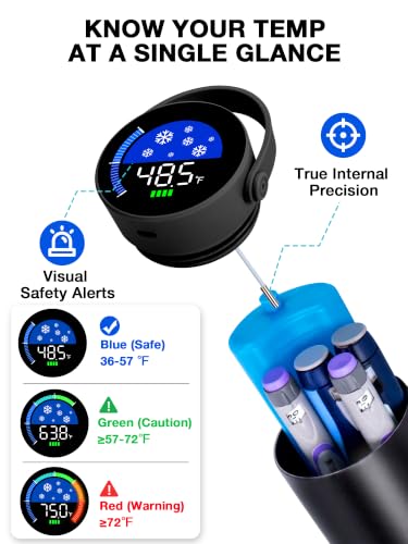 YOUSHARES Insulin Cooler Travel Case with Smart Temperature Display - color: 02_Gloss Black
