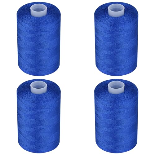 Simthread All Purpose Sewing Thread, 4 Spools Each 1000 Yards of Polyester Threads for Sewing Machine, Sewing Machine Supplies for Beginners, Hand Stitching, Quilting, Serger (Blue) - color: Blue