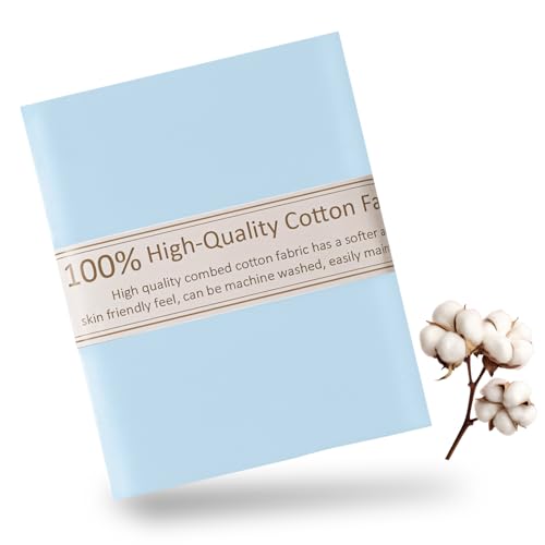 Baby Blue Cotton Fabric for Sewing 59 Inch Wide Natural 100% Cotton Poplin Fabric by The Yard Soft Embroidery Cotton Material Apparel Cloth (Baby Blue, 3 Yard) - color: Baby Blue, size: 3 Yard