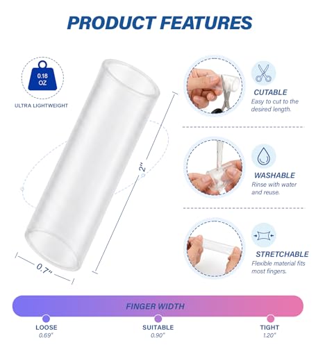 Gel Finger Cots Protectors, Silicone Fingers Covers Bandages Caps Sleeves for Fingertip Thumb Protection, Ideal for Trigger, Arthritis, Cracking, Blisters, Callus, Hangnail & Pain Relief (Clear, M, 10PCS) - size: M(10)