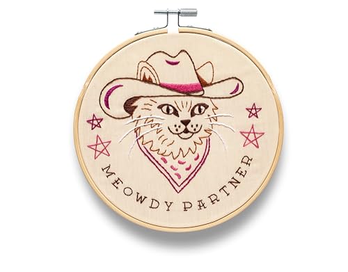 FUNATIC Meowdy Partner Funny Cat Embroidery Kit for Adults - color: Meowdy Partner