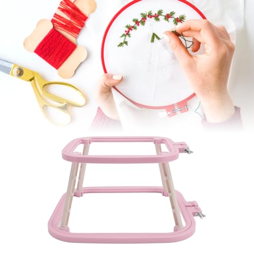 2-Layer Embroidery Frame Stand, Adjustable ABS Double Hoop - style: Light Purple