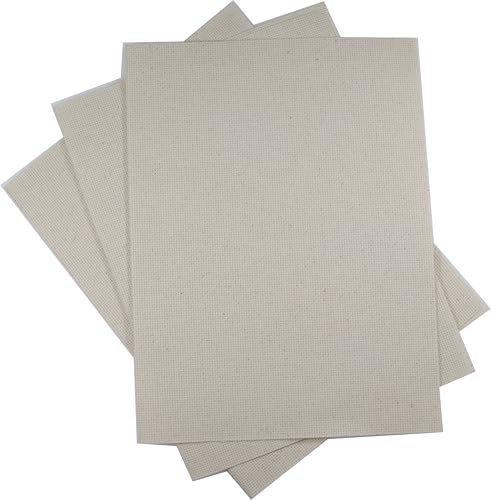 KCS 3 pc of 12" x 18"(30cmx45cm) Counted Cotton Aida Cloth Cross Stitch Fabric (Oatmeal,14CT) - color: Oatmeal, size: 14CT