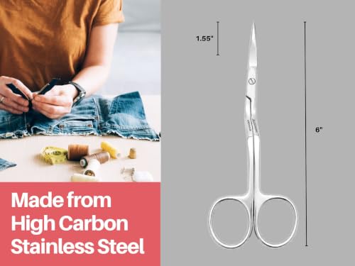 Bent Handle Curved Embroidery Scissors, 6-Inch Stainless Steel Applique Shears for Machine Embroidery, Sewing, Quilting, Fabric Trimming and Craft Projects by Artman
