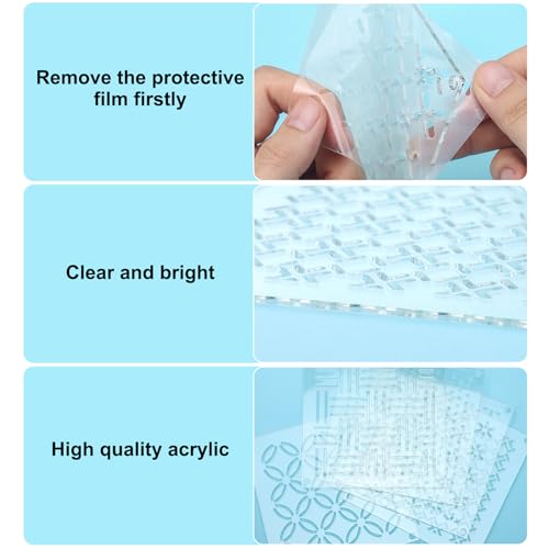 Colingmill 10 Sets Acrylic Sashiko Stencil 4.7 Inch Acrylic Embroidery Tool