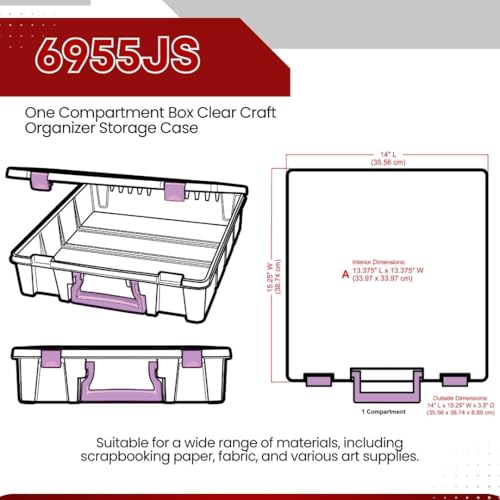 ArtBin Essentials 12 x 12 One-Compartment Craft Box, Clear - color: Purple, size: 1 Pack