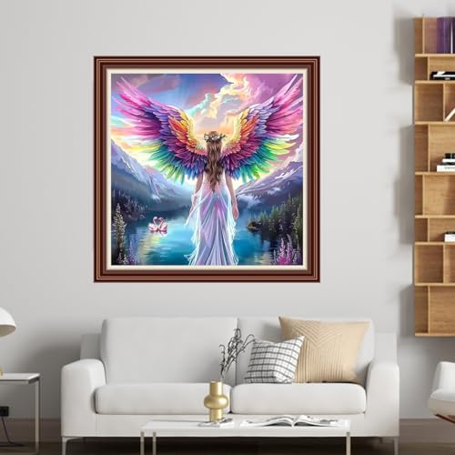 Dimensean Counted Cross Stitch Kit for Beginners, 11CT Unprinted Cross-Stitch Kit Easy Patterns Needlepoint Kit Cross Stitching Embroidery Kit Supplies-Swan Lake Angel Girl 18x18 inch - color: Patterns45