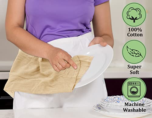 RUVANTI Flour Sack Towels 12 Pack 28”x28”, 100% Cotton Ring Spun – Camel - color: Camel, size: 12 Pack