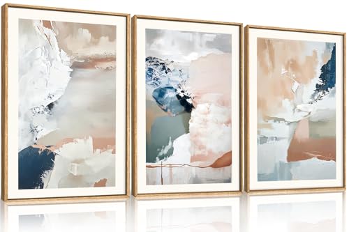 Large Abstract Brush Strokes Framed Canvas Wall Art-16"x24"x3 - color: Abstract Brush Stroke Wall Art, size: 16"L x 24"W