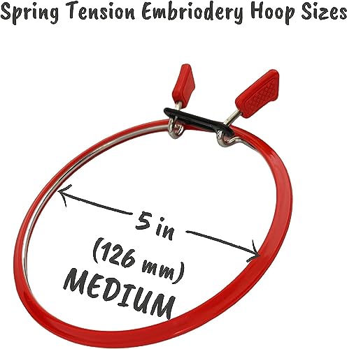 Nurge Premium Quality, Metal Spring Tension Embroidery Hoops, Cross Stich Hoop, Darning Hoops, Embroidery Tension Shed (Red, Siz Mix) - color: Red, size: Mix Sizes
