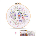 Harimau Letter L Pattern Embroidery Kit for Adult Beginners, Complete Starter Pack with 1 Hoop, Needles, Instruction Guide & Embroidery Stitch Video Tutorials - color: L