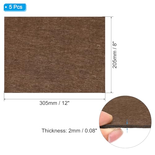 PATIKIL 12x8 Inch Lamp Base Felt, 5Pack 2mm Thickness Rectangle Felt Furniture Pad Soft Adhesive Non-Slip Anti-Scratch Backed Felt for Lamp Furniture DIY Craft, Coffee - color: Coffee, size: 12x8 Inch