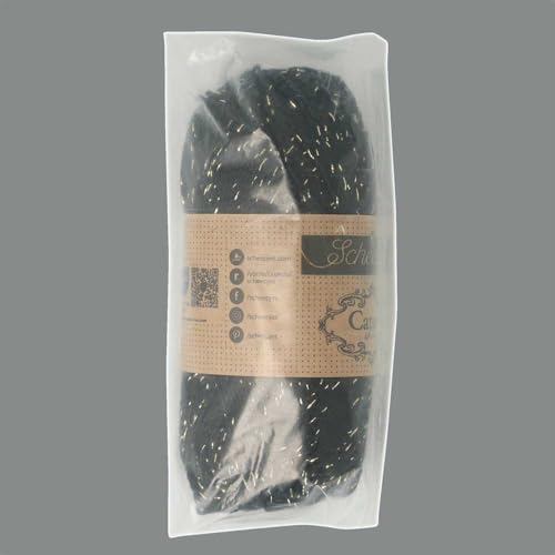 Scheepjes Catona Shine Cotton-Metallic Crochet Thread, 50g - Jet Black/Gold - color: 110-G Jet Black - Gold