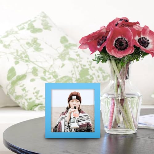 WUTL 5x5 Picture Frames Solid Wood Square Photo Frame Blue 6 Pack - color: Blue, size: 5x5