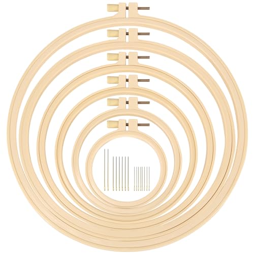 Caydo 6 Pieces Embroidery Hoops with 16 Pieces Needles, 3 Inch to 10 Inch - style: 6 PCS