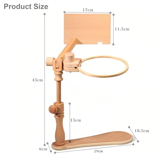 Naturezhen Embroidery Hoop Stand, 360°Adjustable Wooden Cross Stitch Holder