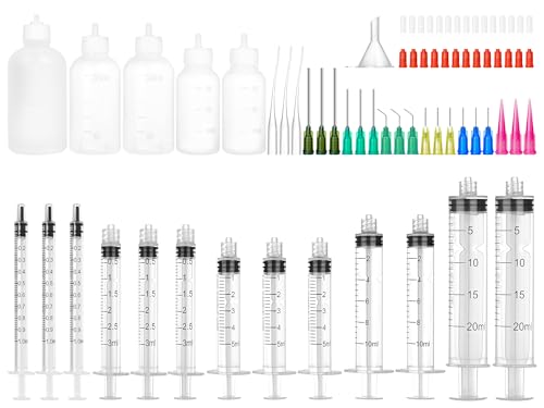 Glue Syringe Needle Tip Squeeze Bottles (1mL-100mL) and 14G-25G Blunt Tip - size: 1ml-3ml-5ml-10ml-20ml-30ml-50ml-100ml