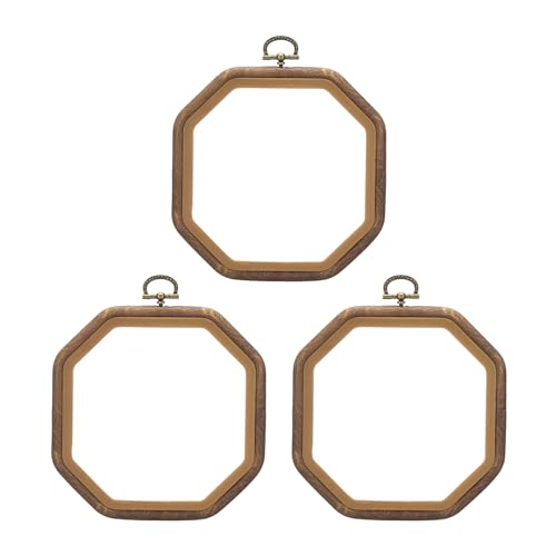 PATIKIL 6x6inch Embroidery Hoops, 3Pieces Imitated Wood Octagonal Frame Cross Stitch Hoop Ring for Embroidery Art Craft Sewing Ornaments Hanging Decoration - size: 6x6inch