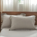 Simple&Opulence 100% French Linen Pillowcases with Embroidery – Pack of 2, Washed Solid Color Natural Flax, Soft & Breathable - Light Grey, 20'' x 36'' - color: Light Grey, size: King