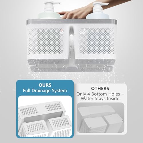 BYUNER 2Pack Shower Caddy Dorm: Portable Bathroom Caddy Organizer with Handle and Holes, Plastic Cleaning Caddy, Hard Shower Basket Storage Tote for Toiletry, College Dorm Room Essentials White/Silver - color: 2 Pack White/Silver