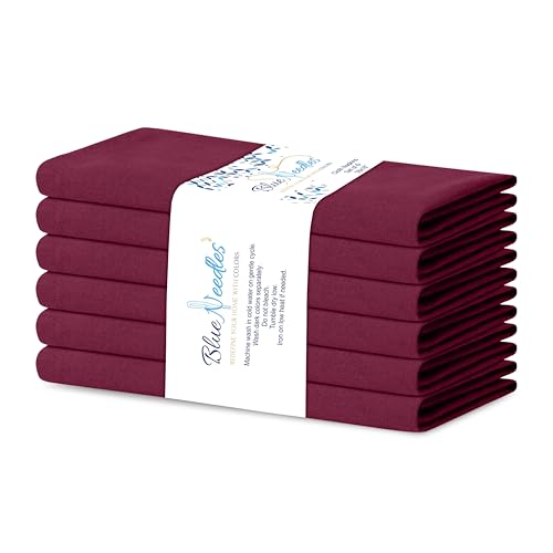 Blue Needles Solid Cloth Napkins 100% Cotton Set of 6-18 x 18 Inches - color: Burgundy, size: 18" x 18" (Set of 6)