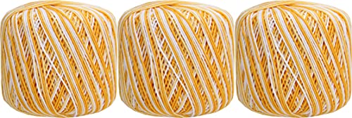 ThreadArt 100% Cotton Crochet Thread Size 3, Variegated Sunburst - color: VARIEGATED SUNBURST, size: SIZE 3 - 3 PACK