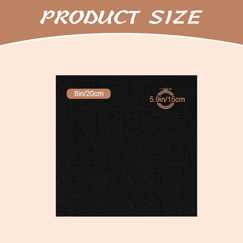 20 PCS Linen Embroidery Fabric, Pre-Cut 8 × 8 Inch Black Fabric - color: Black, size: 8×8 Inch