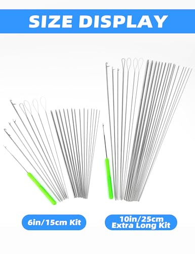 BLUEWING Hollow Spectra Threading Looping Splicing Needles Kit 23pcs Stainless Steel Fishing Rigging Needle Set - size: 10"