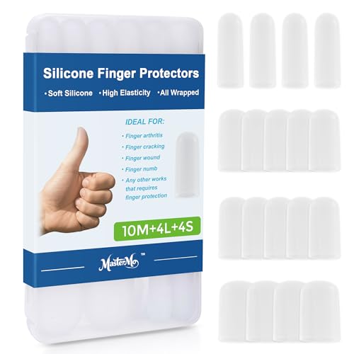 Gel Finger Cots Protectors, Silicone Covers, Bandages, Caps & Sleeve, Clear - color: Clear, size: M(10)+L(4)+S(4)
