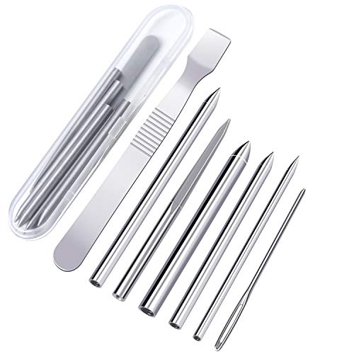 Ruisita 7 Pack Stainless Steel Paracord FID Set Paracord Lacing Stitching Needles and Smoothing Tool with Clear Storage Box for Laces Strings Leather Weaving and Paracord Bracelet