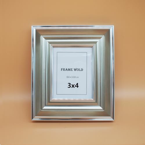 3x4 Silver Picture Frame, Real Glass, MDF, Black Backing, Wall/Tabletop - color: Silver, size: 3x4