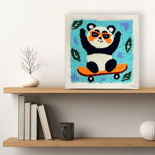 ZuoAnLF Punch Needle Kit with Hoop for Beginners, DIY Handmade Punch Needle Set with Yarn and Pattern Fabric, Relaxing Craft Activity for Adults and Teens, Home Décor & Gift Idea (Panda) - color: Panda